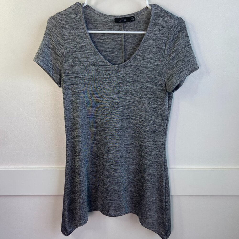Apt. 9 Heathered Gray Shark Bite Hem Short Sleeve Shirt